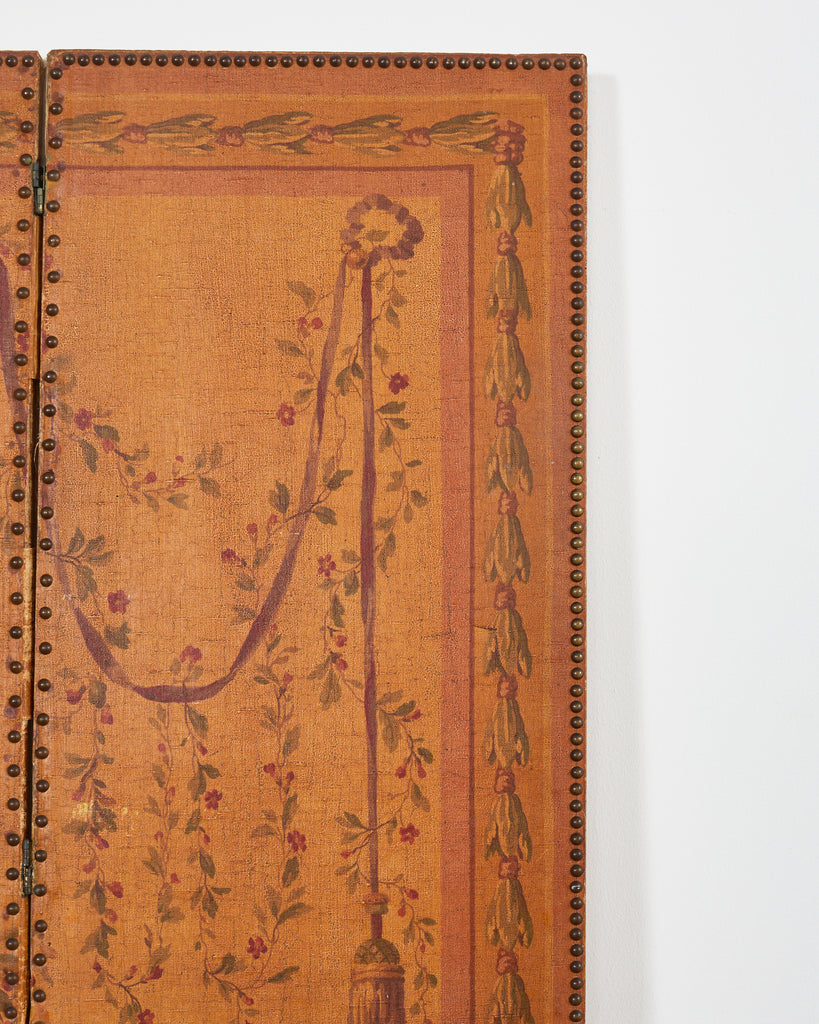 English Victorian Adam Style Three Panel Folding Screen