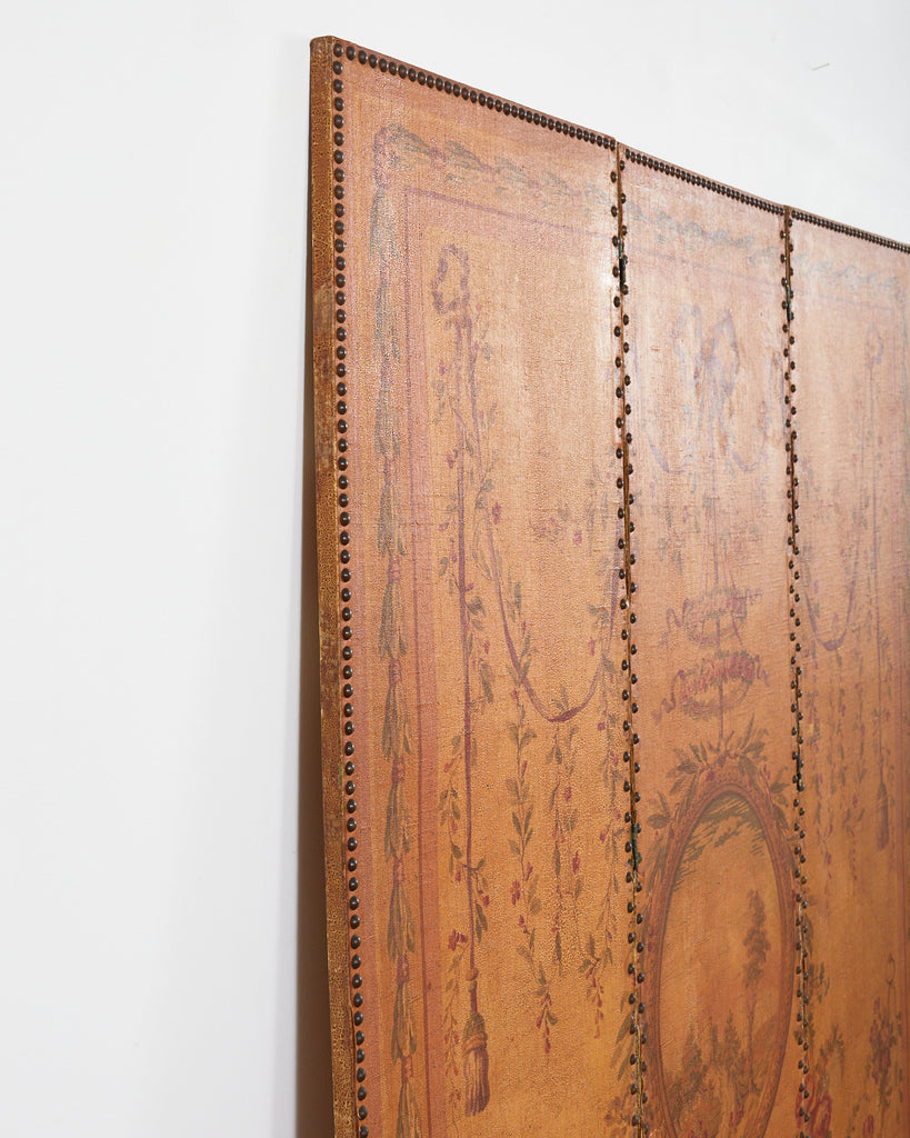 English Victorian Adam Style Three Panel Folding Screen