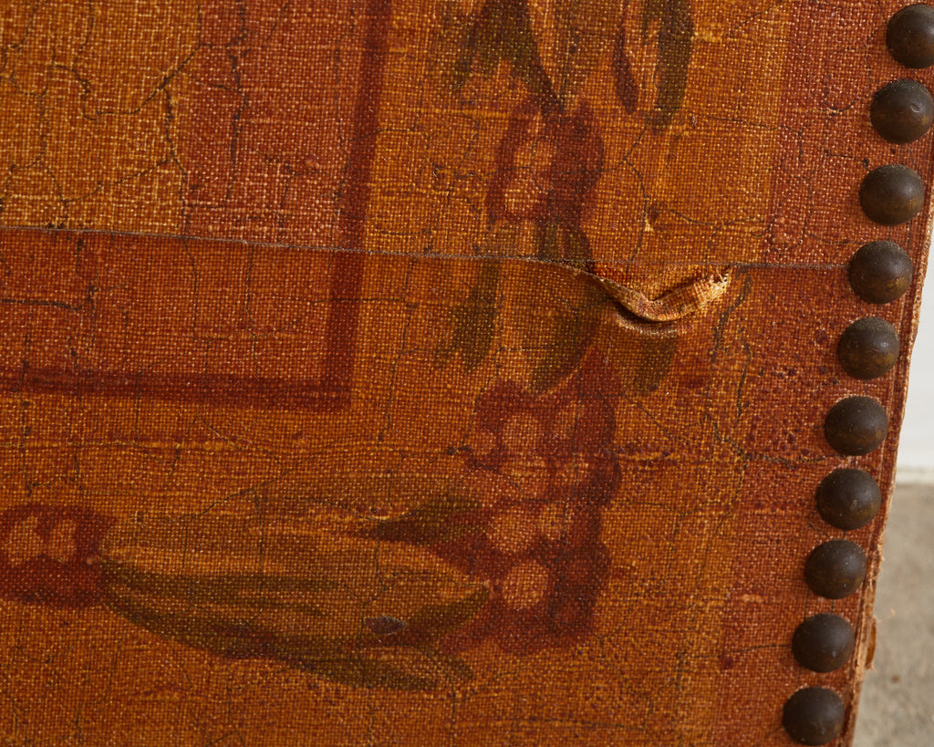 English Victorian Adam Style Three Panel Folding Screen