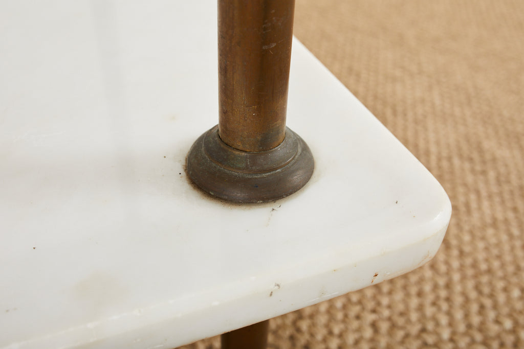 French Art Deco Bronze Marble Top Washstand Vanity