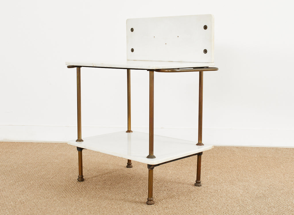 French Art Deco Bronze Marble Top Washstand Vanity