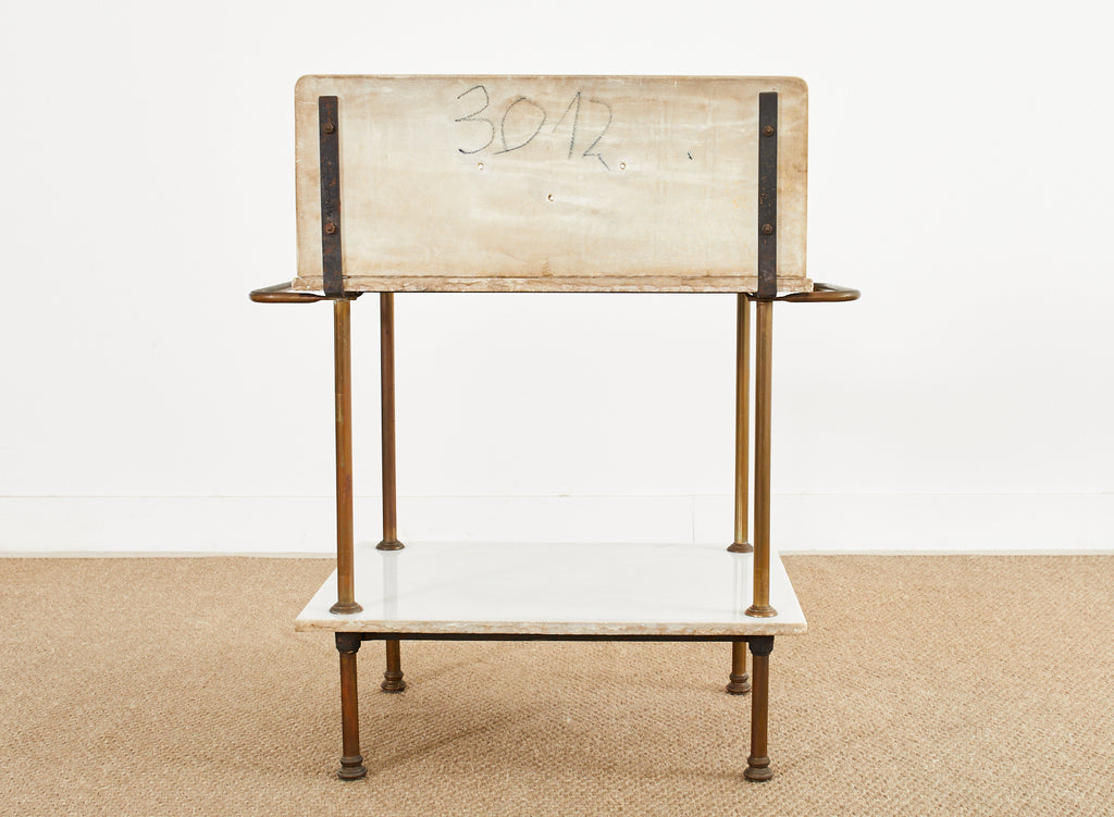 French Art Deco Bronze Marble Top Washstand Vanity