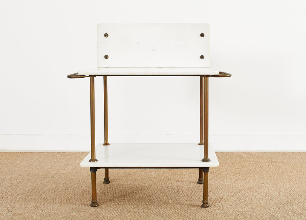 French Art Deco Bronze Marble Top Washstand Vanity