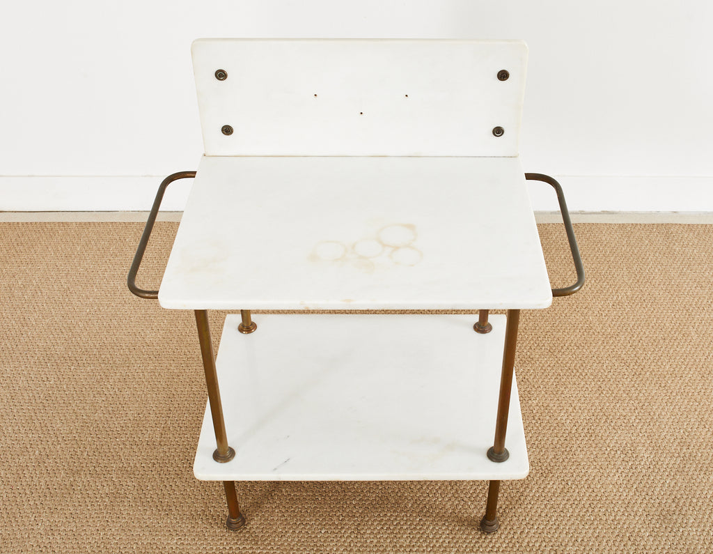 French Art Deco Bronze Marble Top Washstand Vanity