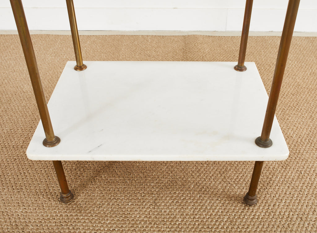 French Art Deco Bronze Marble Top Washstand Vanity