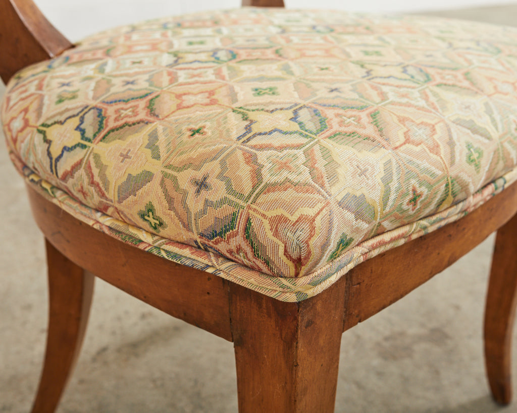 Pair of 19th Century French Louis Philippe Fruitwood Hall Chairs