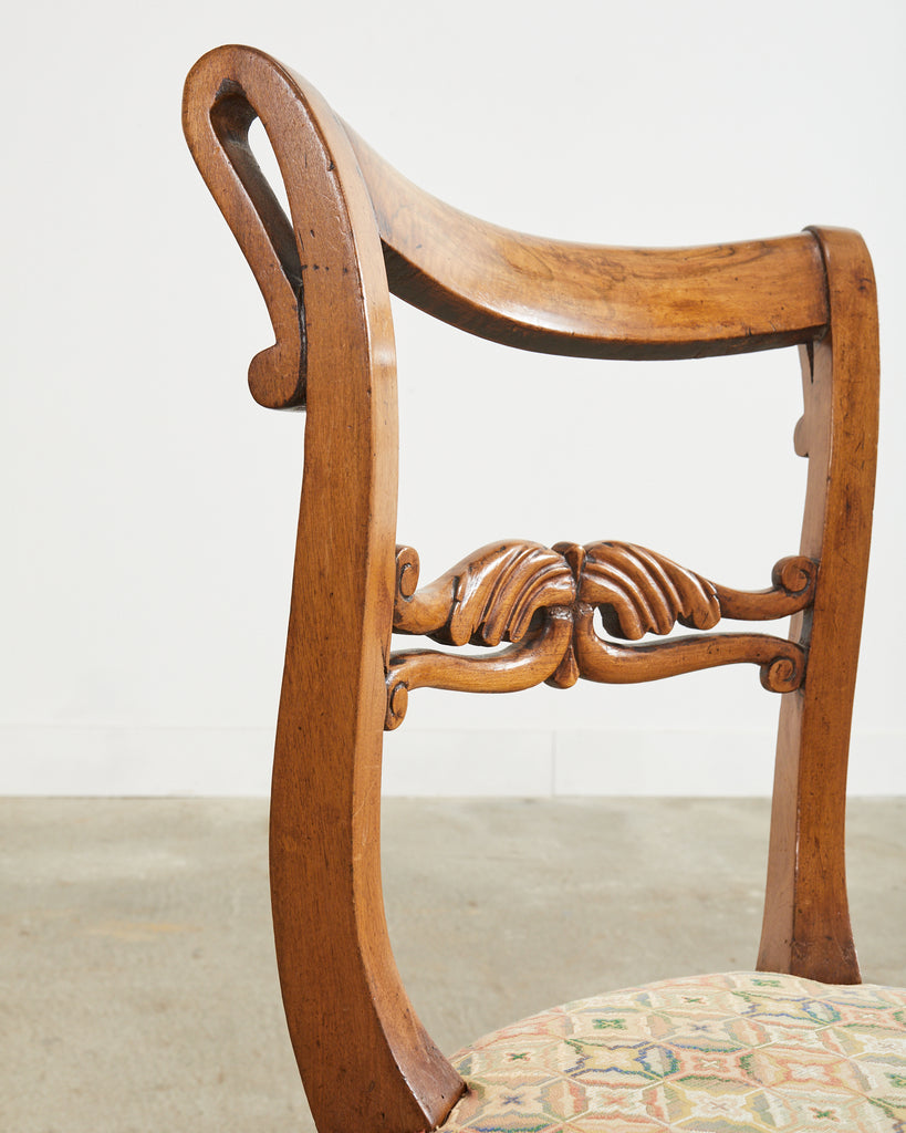 Pair of 19th Century French Louis Philippe Fruitwood Hall Chairs