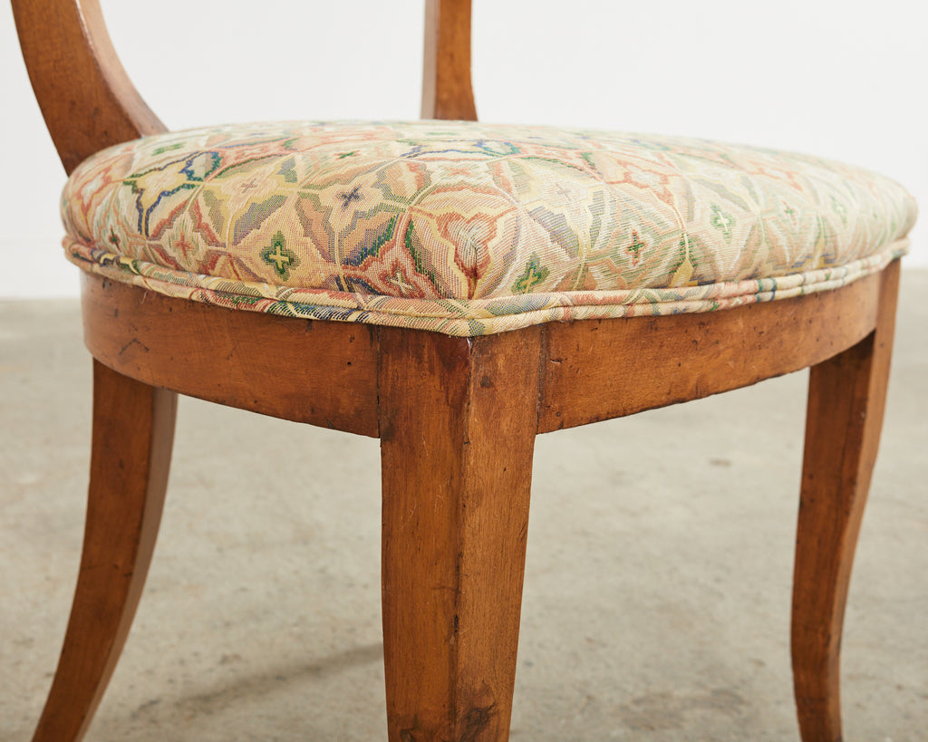 Pair of 19th Century French Louis Philippe Fruitwood Hall Chairs