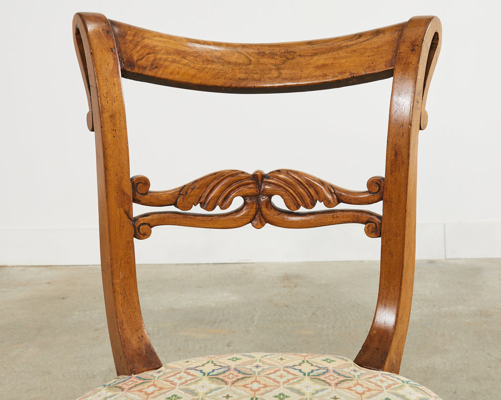 Pair of 19th Century French Louis Philippe Fruitwood Hall Chairs