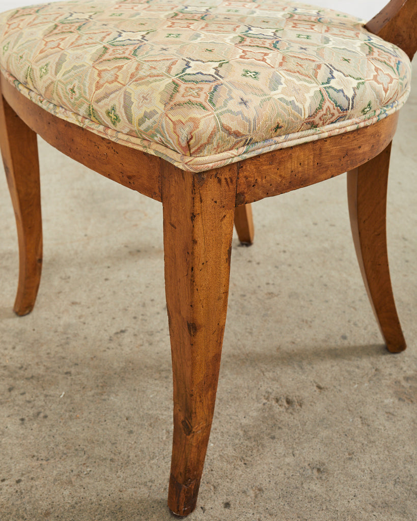 Pair of 19th Century French Louis Philippe Fruitwood Hall Chairs