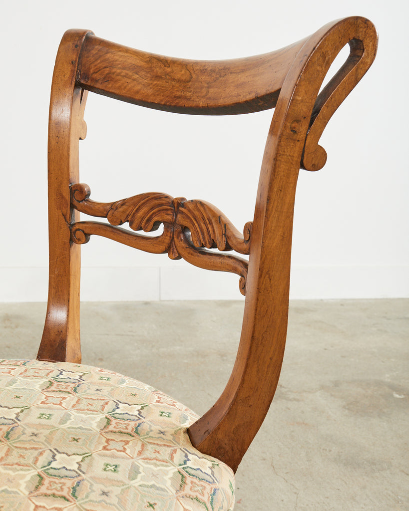 Pair of 19th Century French Louis Philippe Fruitwood Hall Chairs