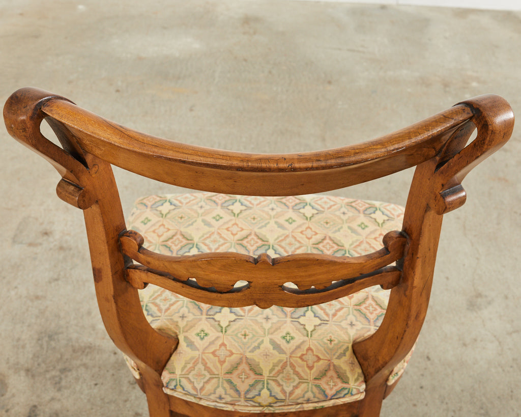 Pair of 19th Century French Louis Philippe Fruitwood Hall Chairs
