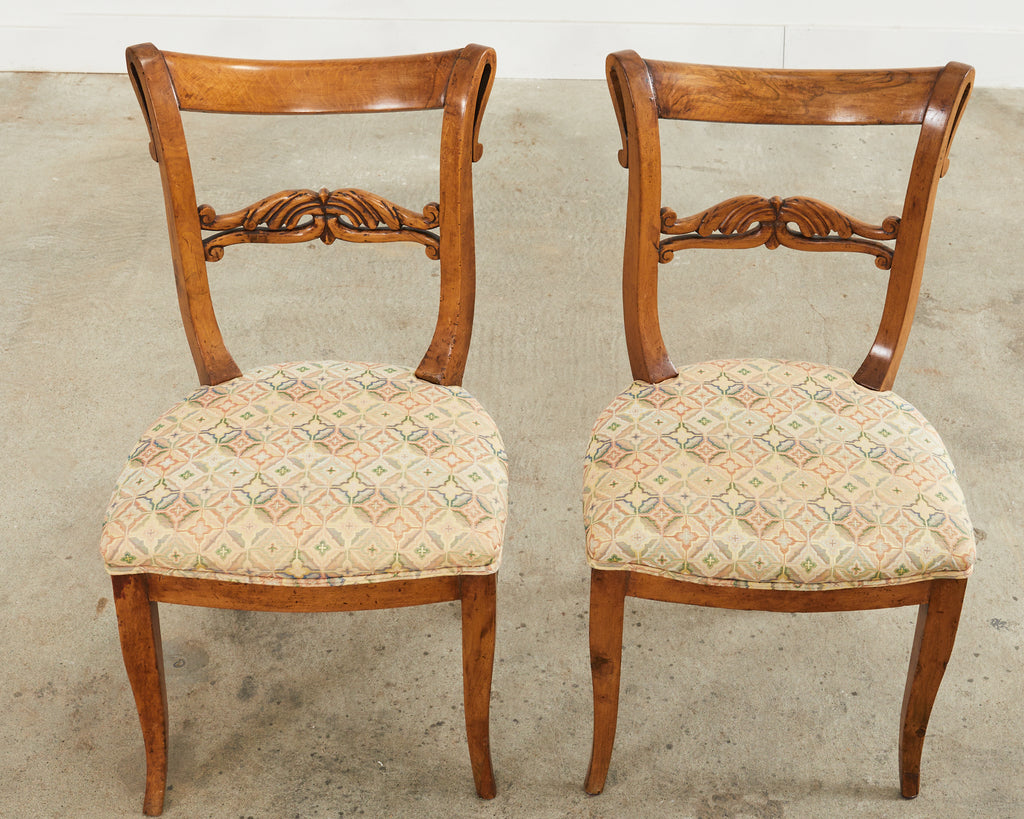 Pair of 19th Century French Louis Philippe Fruitwood Hall Chairs