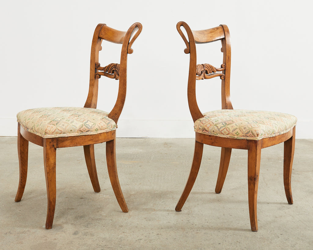 Pair of 19th Century French Louis Philippe Fruitwood Hall Chairs