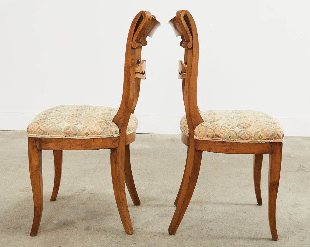 Pair of 19th Century French Louis Philippe Fruitwood Hall Chairs