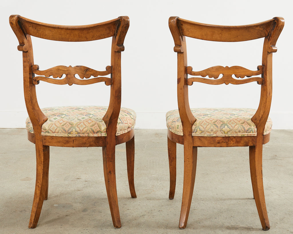 Pair of 19th Century French Louis Philippe Fruitwood Hall Chairs