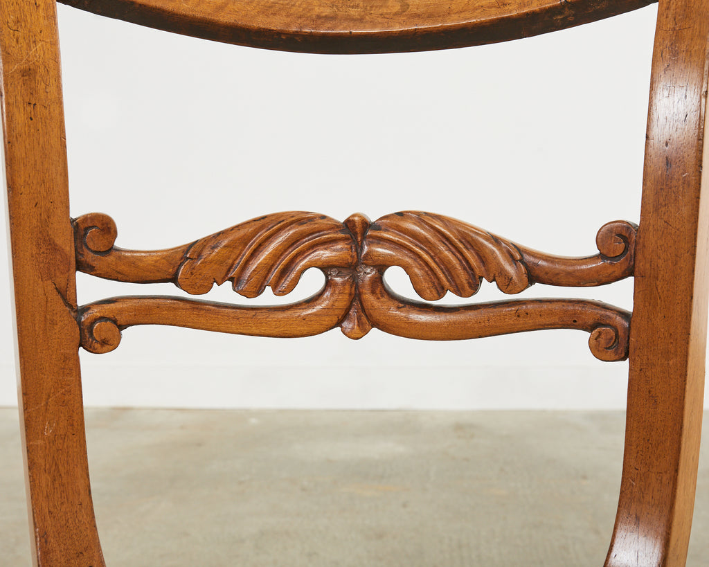 Pair of 19th Century French Louis Philippe Fruitwood Hall Chairs