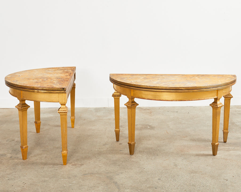 Pair of French Empire Demilune Flip-Top Consoles by Ira Yeager