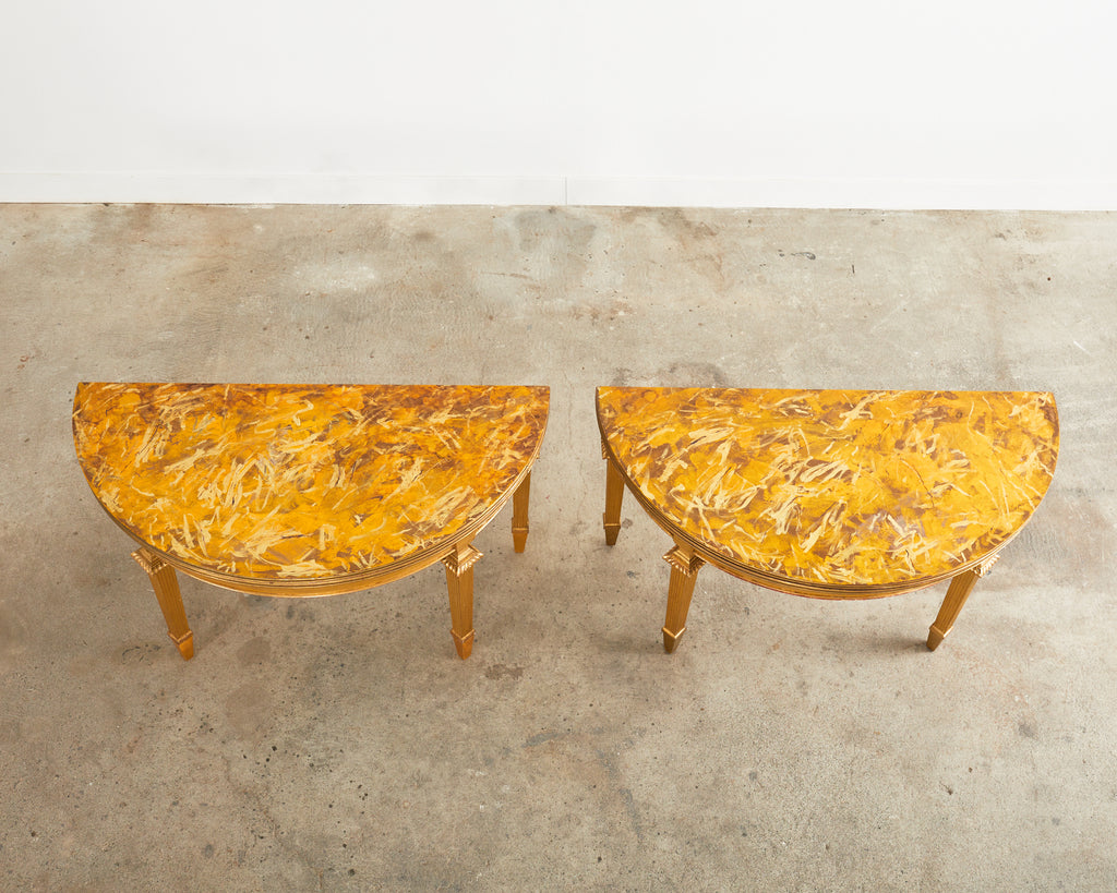 Pair of French Empire Demilune Flip-Top Consoles by Ira Yeager