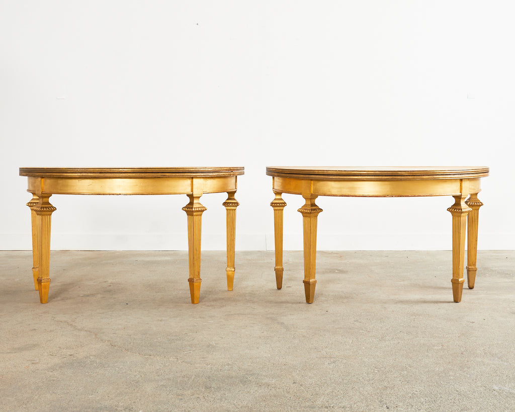 Pair of French Empire Demilune Flip-Top Consoles by Ira Yeager