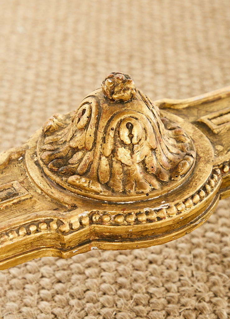 19th Century Louis XVI Style Giltwood Marble Top Library Table