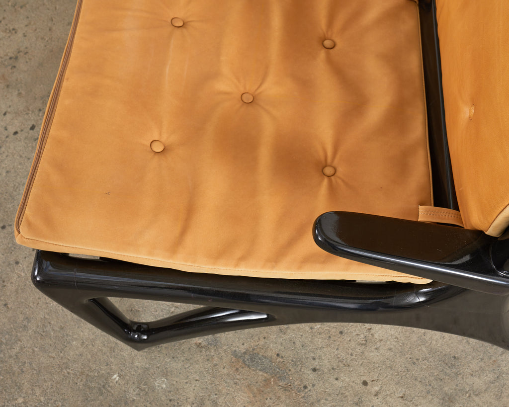 Midcentury Italian Gio Ponti Style Lacquer Ebonized Settee