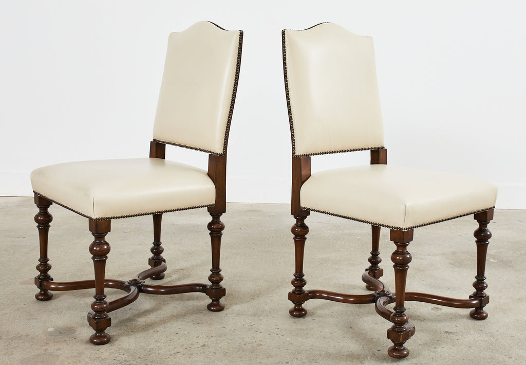 Set of Four French Louis XIV Style Walnut Dining Chairs