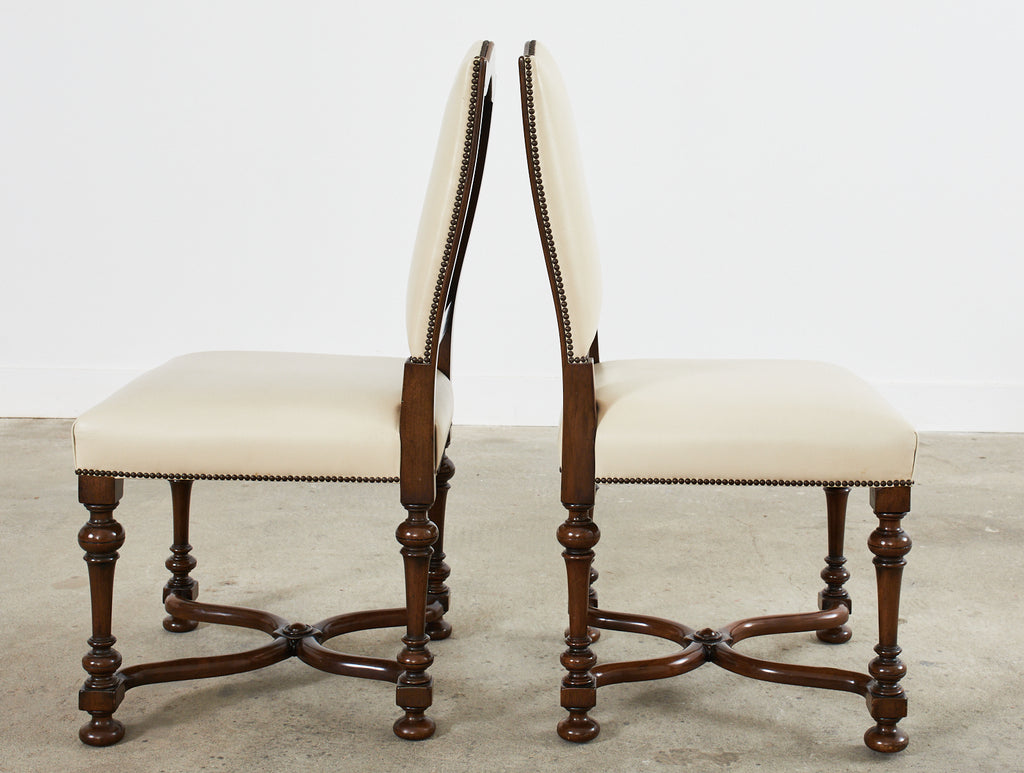 Set of Four French Louis XIV Style Walnut Dining Chairs