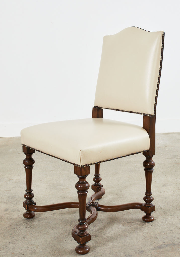 Set of Four French Louis XIV Style Walnut Dining Chairs