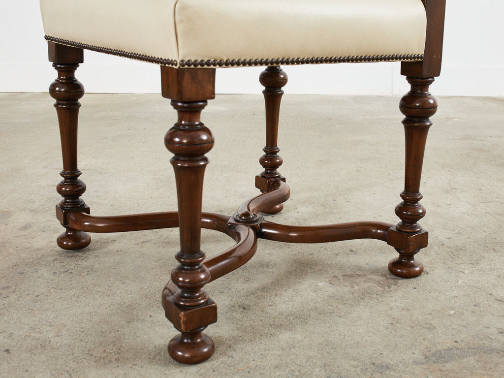 Set of Four French Louis XIV Style Walnut Dining Chairs