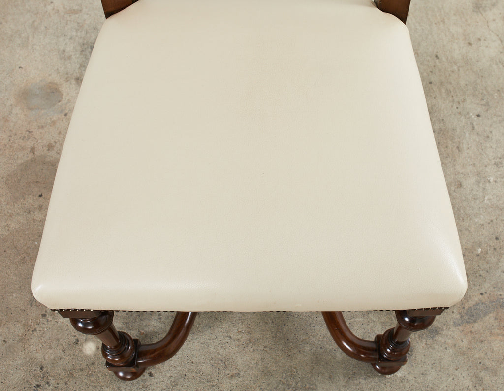 Set of Four French Louis XIV Style Walnut Dining Chairs