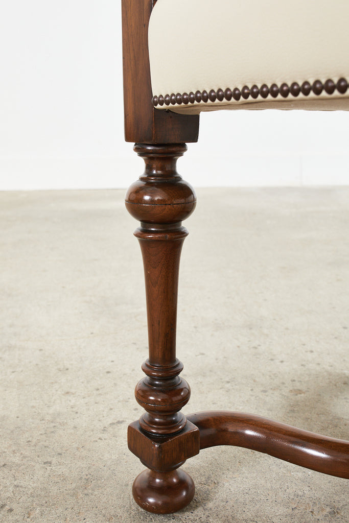 Set of Four French Louis XIV Style Walnut Dining Chairs