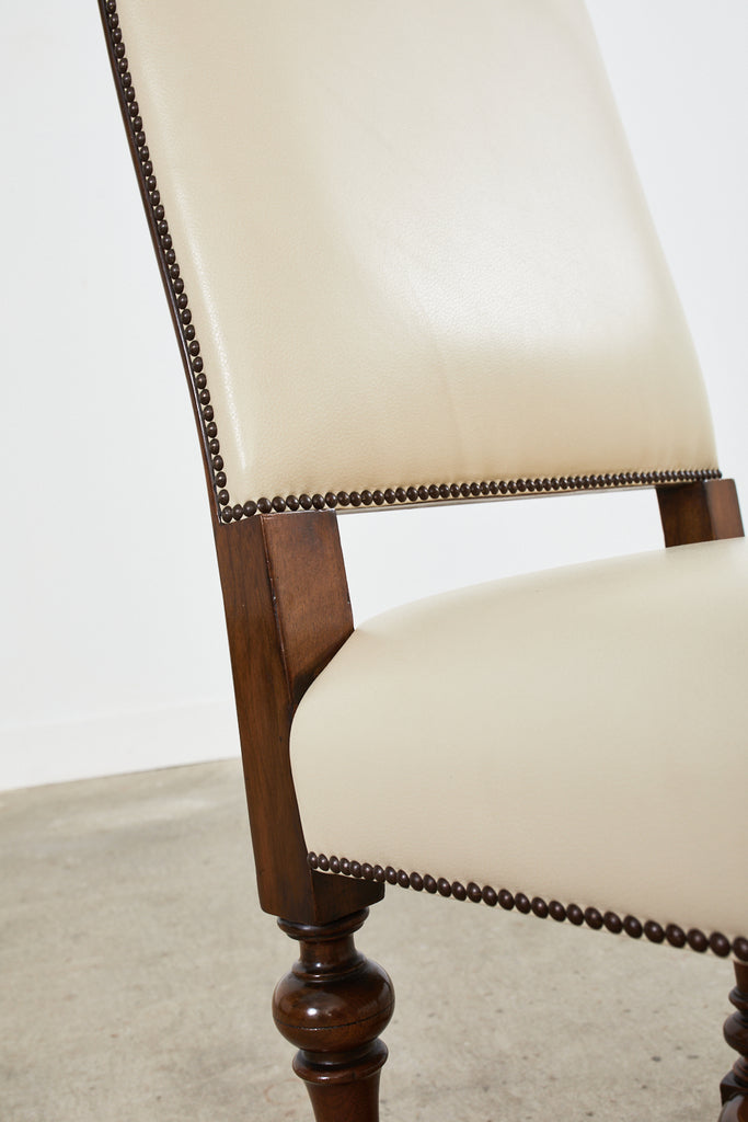 Set of Four French Louis XIV Style Walnut Dining Chairs