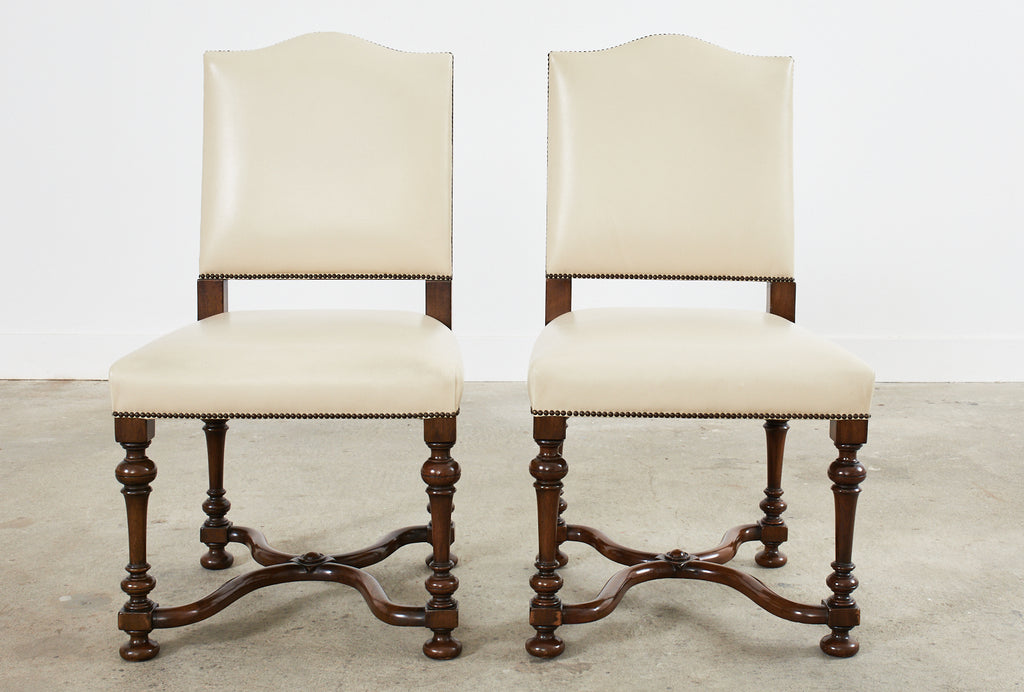 Set of Four French Louis XIV Style Walnut Dining Chairs
