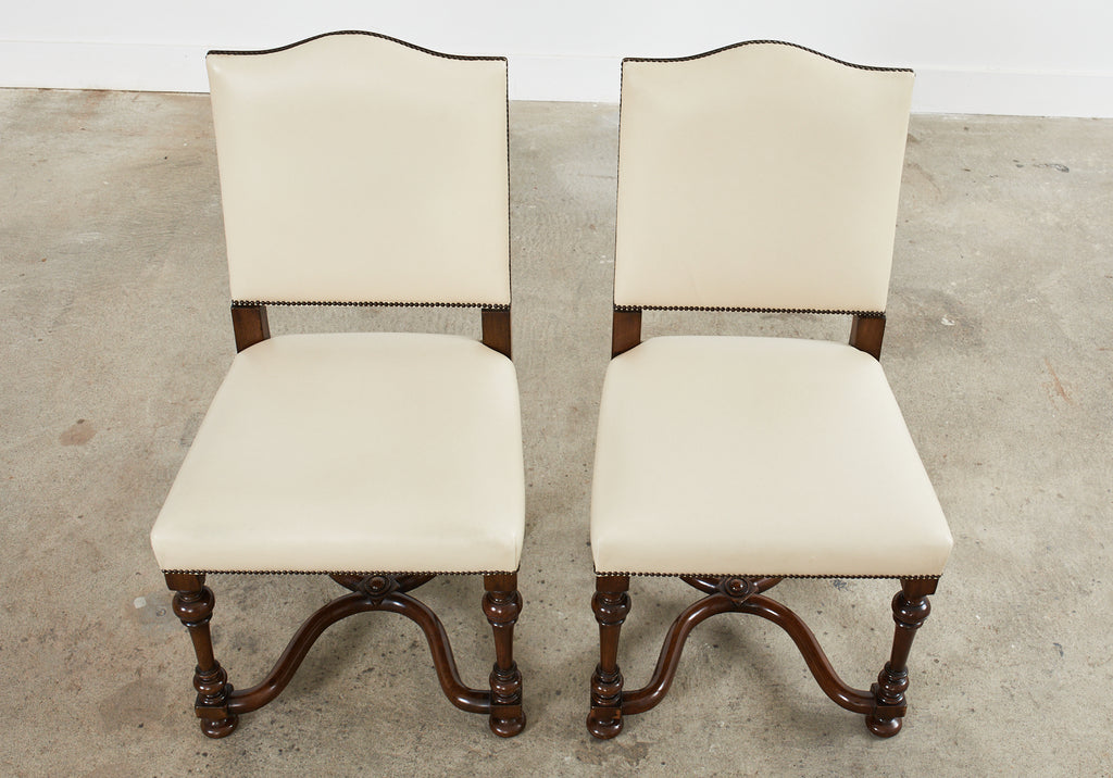 Set of Four French Louis XIV Style Walnut Dining Chairs