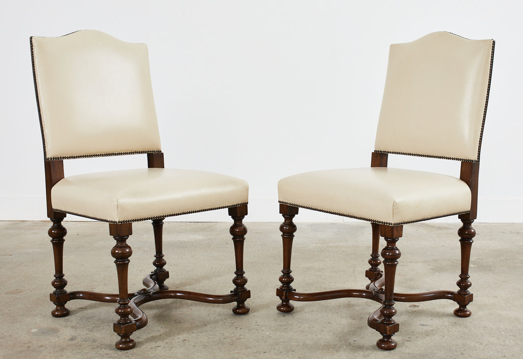 Set of Four French Louis XIV Style Walnut Dining Chairs