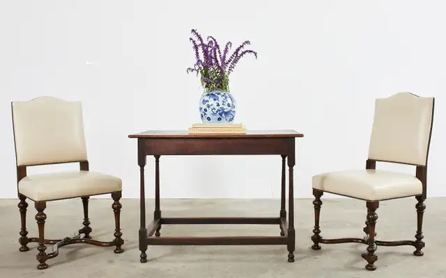 Set of Four French Louis XIV Style Walnut Dining Chairs