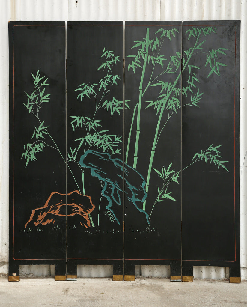 Chinese Export Four Panel Coromandel Screen Pearlescent Landscape