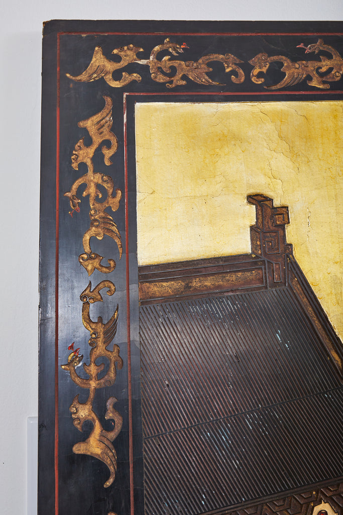 Early 20th Century Chinese Export Six Panel Gold Leaf Coromandel Screen