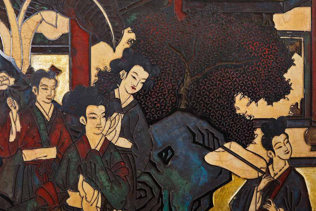 Early 20th Century Chinese Export Six Panel Gold Leaf Coromandel Screen