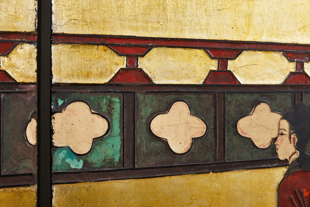 Early 20th Century Chinese Export Six Panel Gold Leaf Coromandel Screen