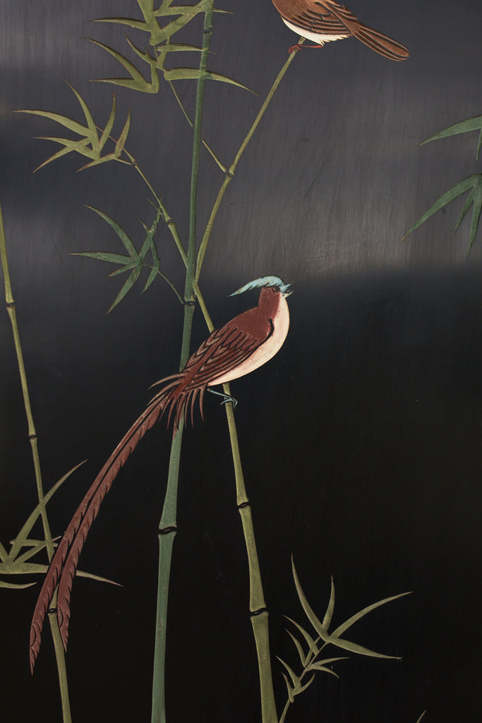 Chinese Export Four Panel Coromandel Screen Cranes on Gold Leaf