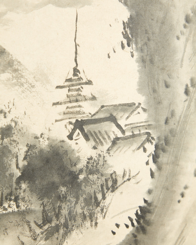 Japanese Edo Six-Panel Haboku Landscapes of Seasons