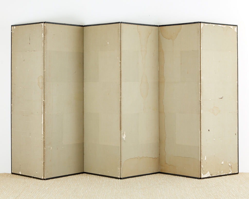 Japanese Edo Six-Panel Haboku Landscapes of Seasons