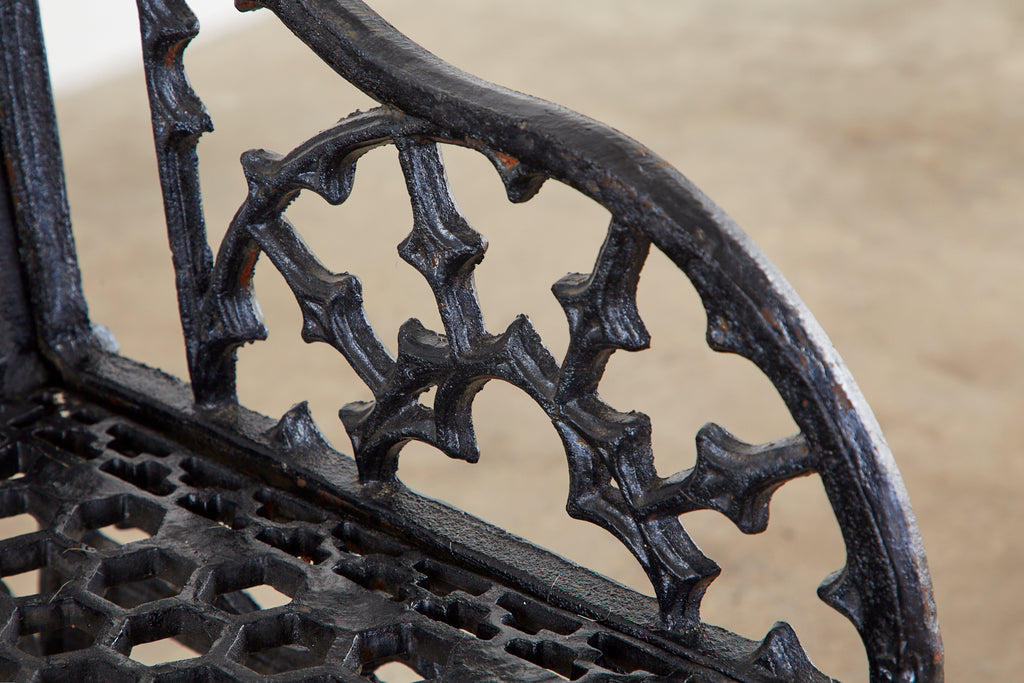 English Coalbrookdale Attributed Iron Gothic Revival Garden Benches