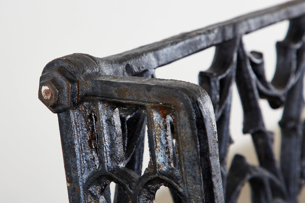 English Coalbrookdale Attributed Iron Gothic Revival Garden Benches