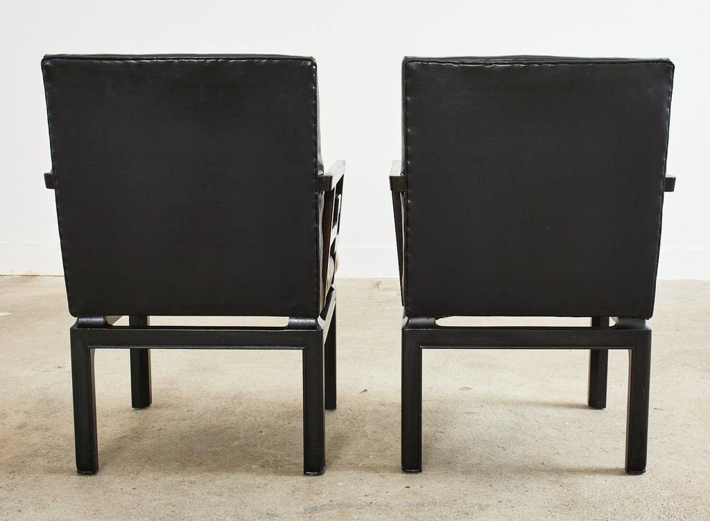 Pair of Michael Taylor Far East Collection Greek Key Armchairs