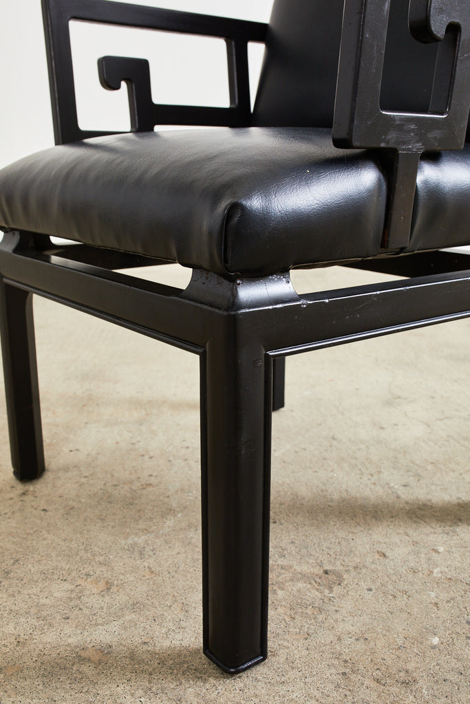 Pair of Michael Taylor Far East Collection Greek Key Armchairs