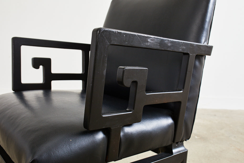 Pair of Michael Taylor Far East Collection Greek Key Armchairs