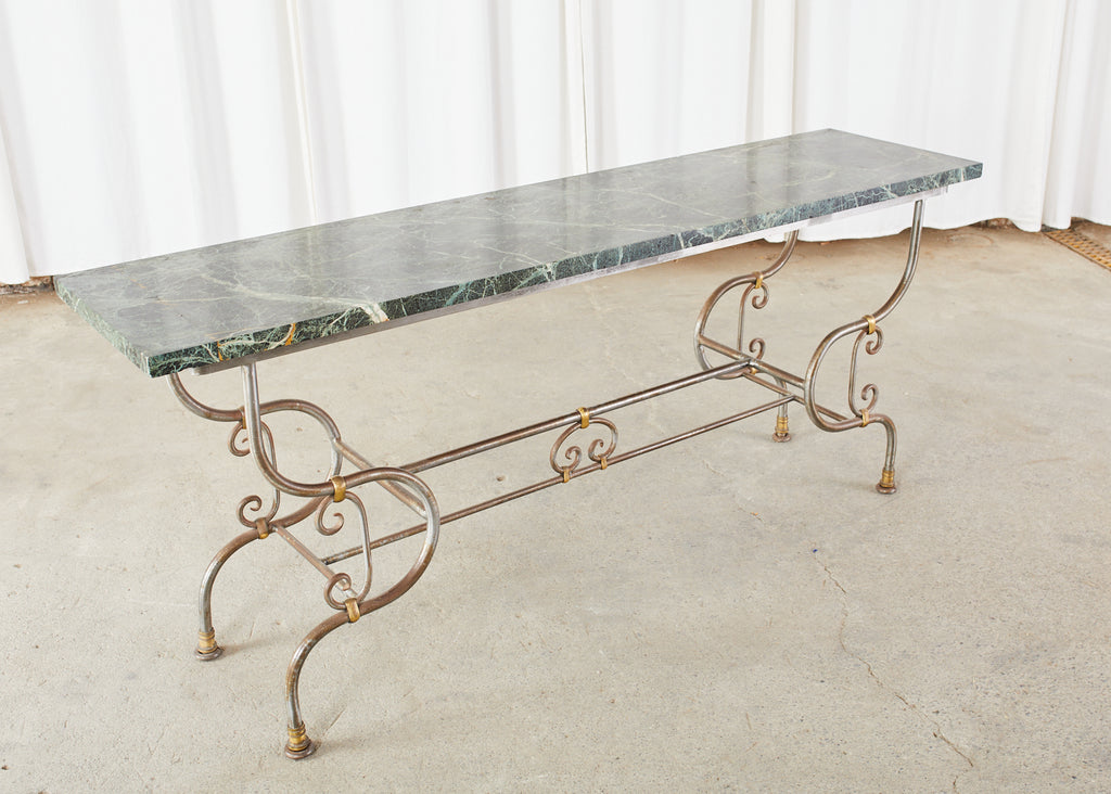 French Art Nouveau Marble Pastry Console Table